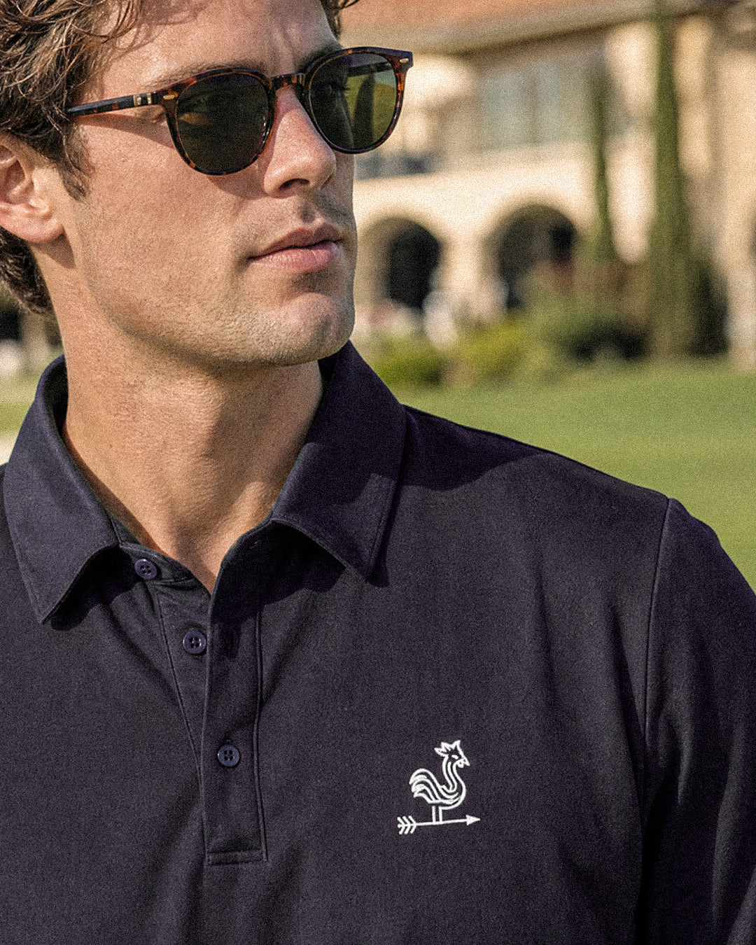 Embroidered Navy Polo