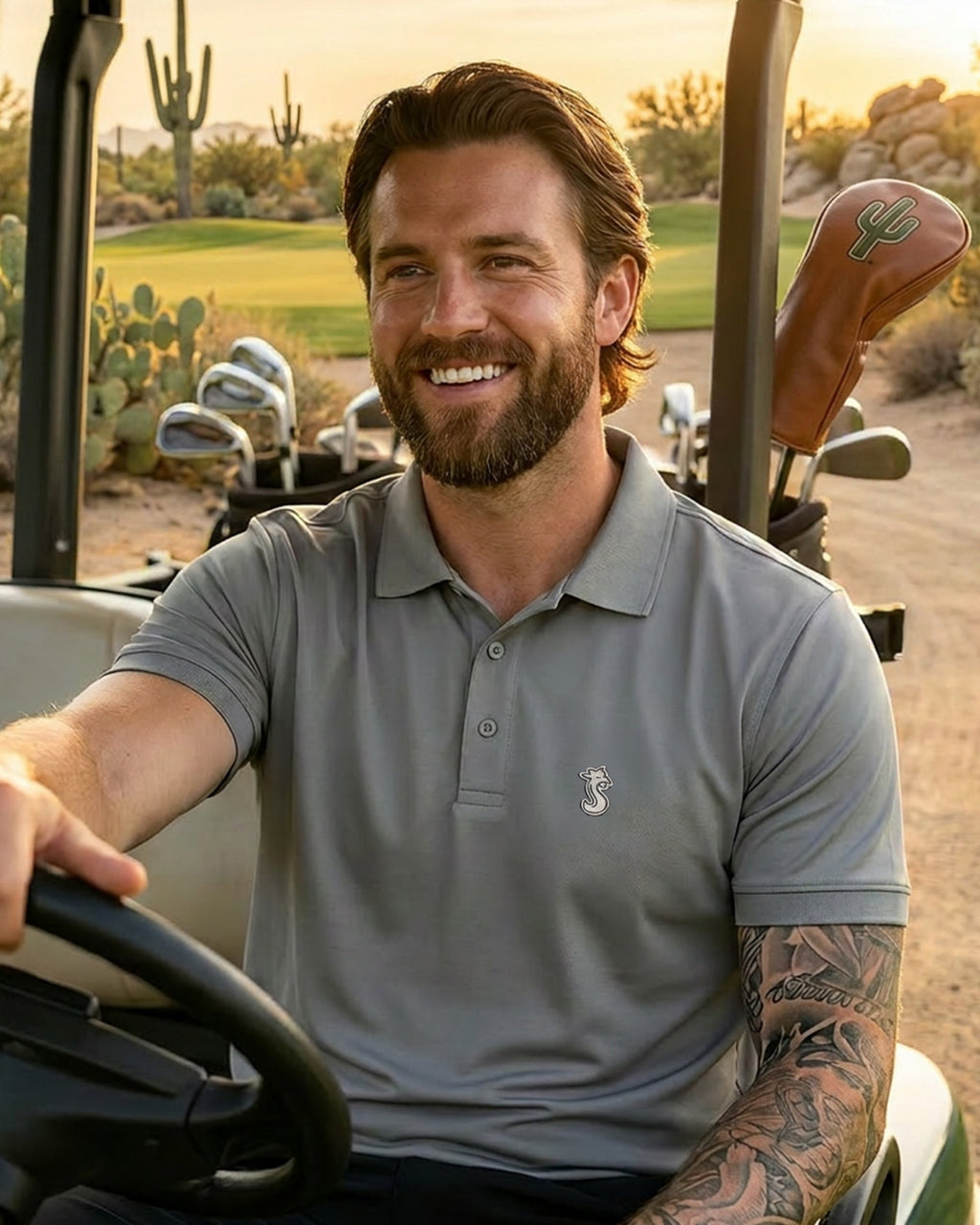 SHAPD Performance 'S' Patch Greystone Polo